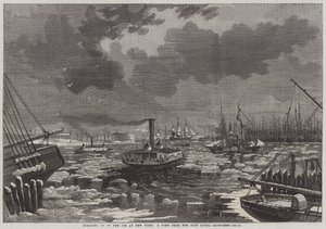 Breaking up of the Ice at New York, a View from the East River by Harry Fenn